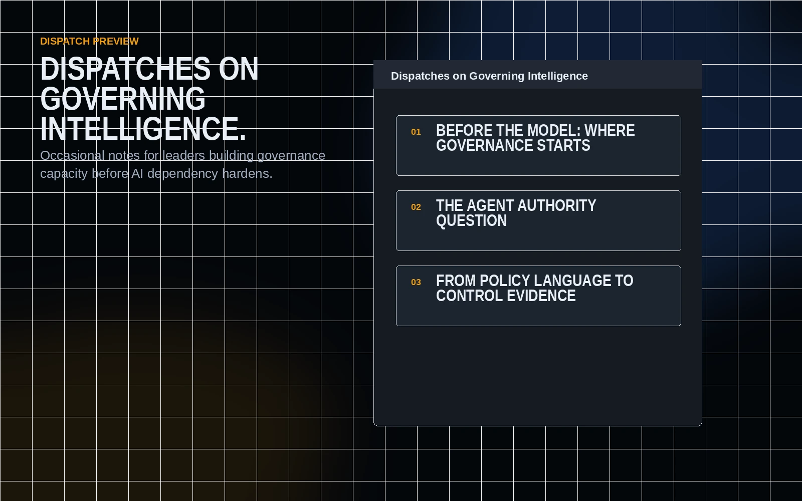 Preview of Dispatches on Governing Intelligence email briefing